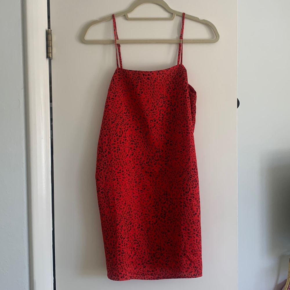 Leopard mini dress red and blank slip dress re:named size small